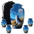 thumbnail image 1 of Dog Urn For Human Ashes Adult Women, Blue Mini Cremation Urns For Human Ashes For Father, 1 Large Urn For Mom, Keepsake Urns For Man And Woman Set Of 4, 10&3 Inch, 1 of 7