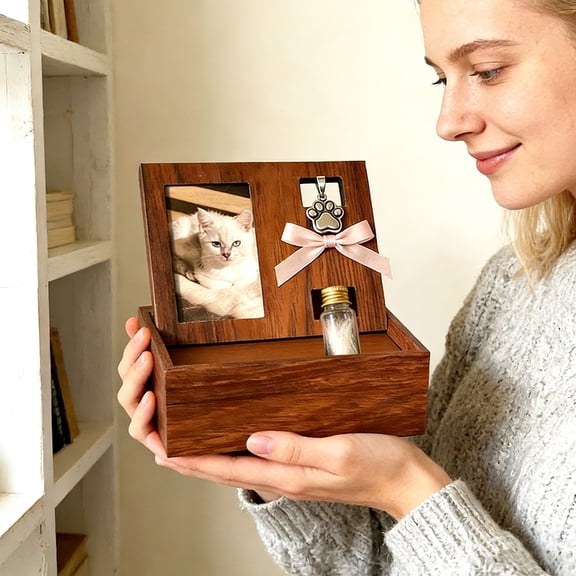 Dog Urns for Ash, Pet Memory Box Keepsake with Photo Frame & Collar Holder, Personalized Pet Urns for Dogs as a Perfect Dog Memorial or Pet Remembrance Gift