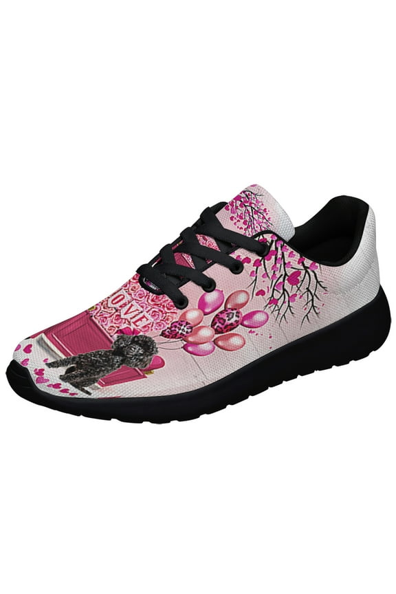 Dog Valentine Black Poodle Shoes Sneakers Black Size 3.5
