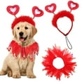 thumbnail image 1 of Dog Valentine s Day clothes Set Headband and Scarf with Heart Pattern for Large Dogs Holiday Party Photo Prop Pet Gift(Multicolor), 1 of 6