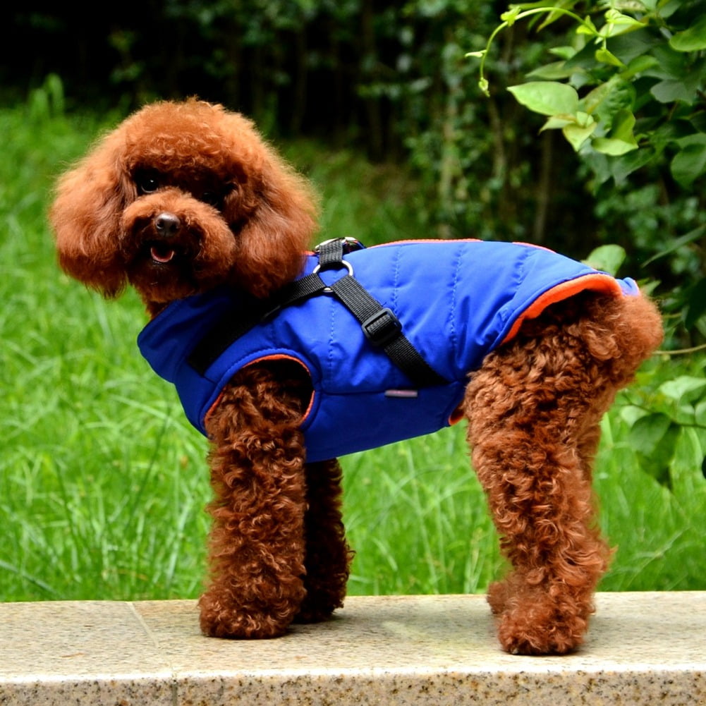 Dog Vest Coat with Harness Winter Warm Zipper Back Pet Jackets for
