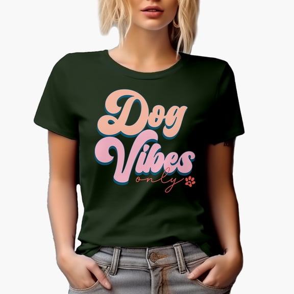 Dog Vibes Only feat. a Paw Merch Gift, Military Green T-Shirt, Medium