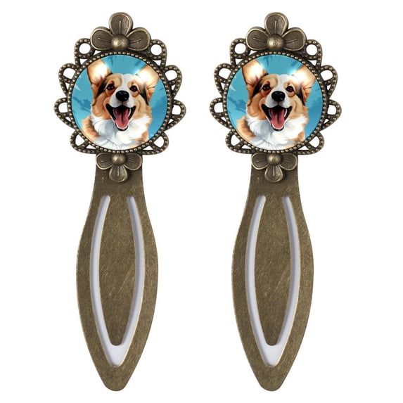 Dog Vintage Copper-Colored Lace Bookmarks: Stainless Steel Reading Accessories and Gifts for Book Lovers and Readers - Set of 2 Bookmarks