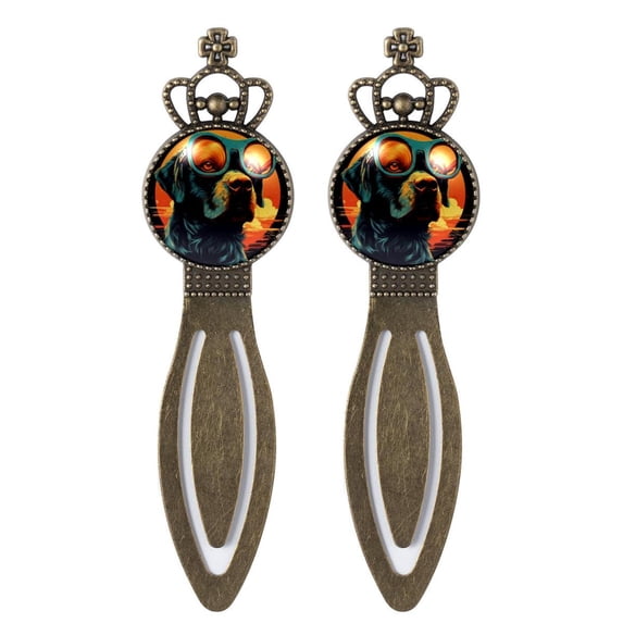 Dog Vintage Copper Crown-Shaped Bookmarks: Stainless Steel Material, Gift Set for Readers and Book Lovers - Includes 2 Bookmarks