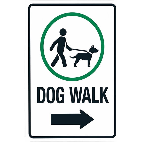 Dog Walk Right Arrow Sign 8"x12" - Dog Leash Security Metal for Business Home Outdoor Indoor Road Yard Garage Street