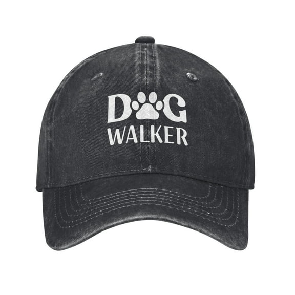 Dog Walker Baseball Cap Golf Dad Hat Adjustable Washed Denim Trucker Hats Unconstructed Snapback Cap for Men Women Unisex Adult,Black