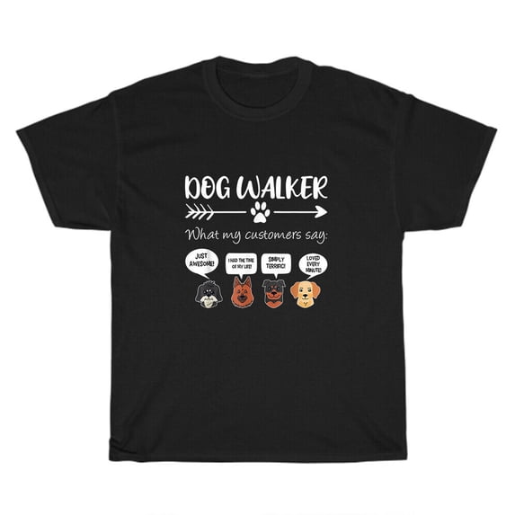 Dog Walker T-Shirt Funny Dog Faces Puppy Dogs Dog Walking Unisex Funny Tee Gift
