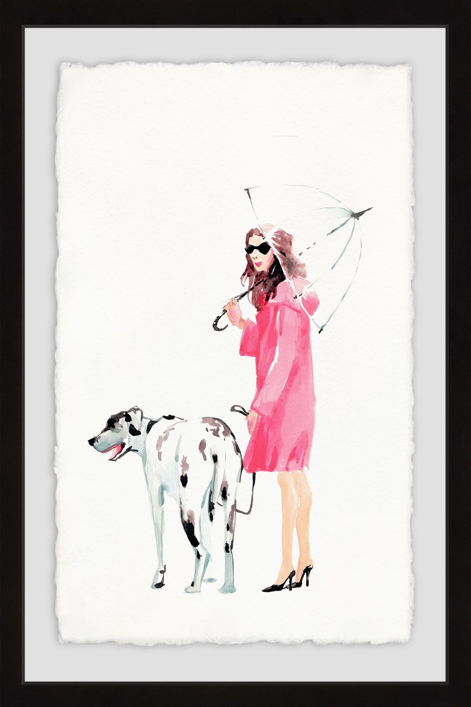Dog Walking Framed Painting Print