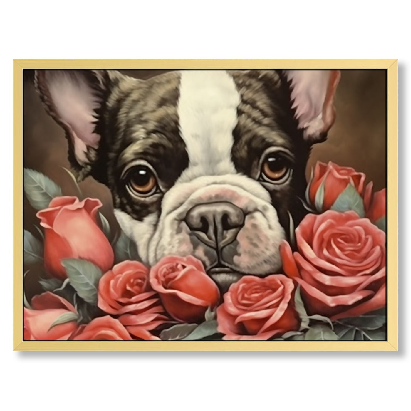 Dog Wall Art Poster, Funny Picture of Cute Mr Dog Holding A Rose Pug ...