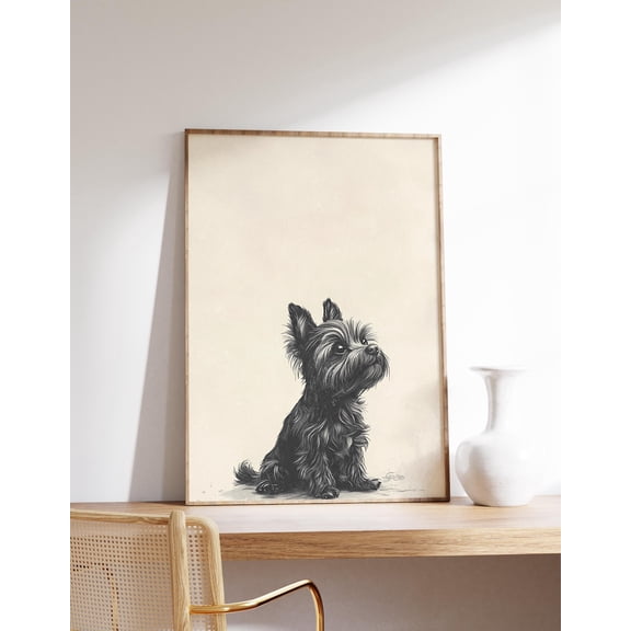 Dog Wall Art Vintage Prints Yorkshire Terrier Poster Minimal Art