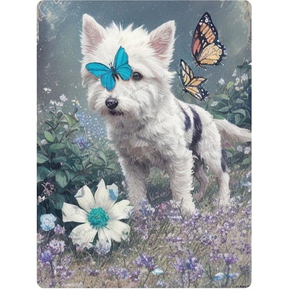 Dog Wall Decor Vintage Dog Metal Tin Signs Butterfly Decor Vintage Flower Rustic Country Farmhouse Bathroom Metal Signs Shabby Chic Wall Decor for Home Bathroom Bedroom 12x16 Inch