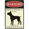 thumbnail image 1 of Dog Warning Metal Tin Signs Property Is Protected By A Pit Bull Is Protected Tin Sign Decoration Sign For Farmhouse Forest Fence Wall Outdoor Garden Decor Metal Art Aluminum Signs 8x12 Inch, 1 of 5