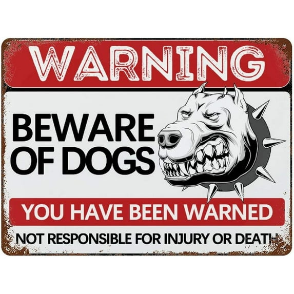 Dog Warning Signs 3PCS Set, 8"x12" Funny Metal Sign Decor, Beware of Dog Sign for Home Office Bar Club