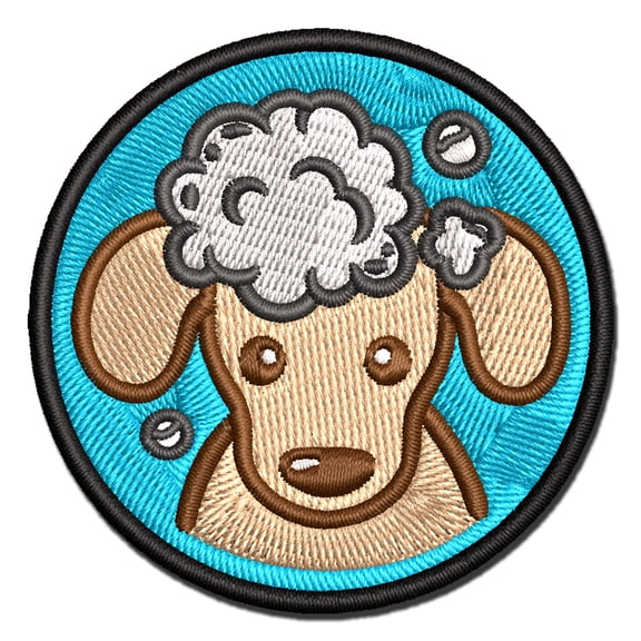 Dog Wash Bubble Bath Applique Multi-Color Embroidered Iron-On Patch - 2.5 Inch Small