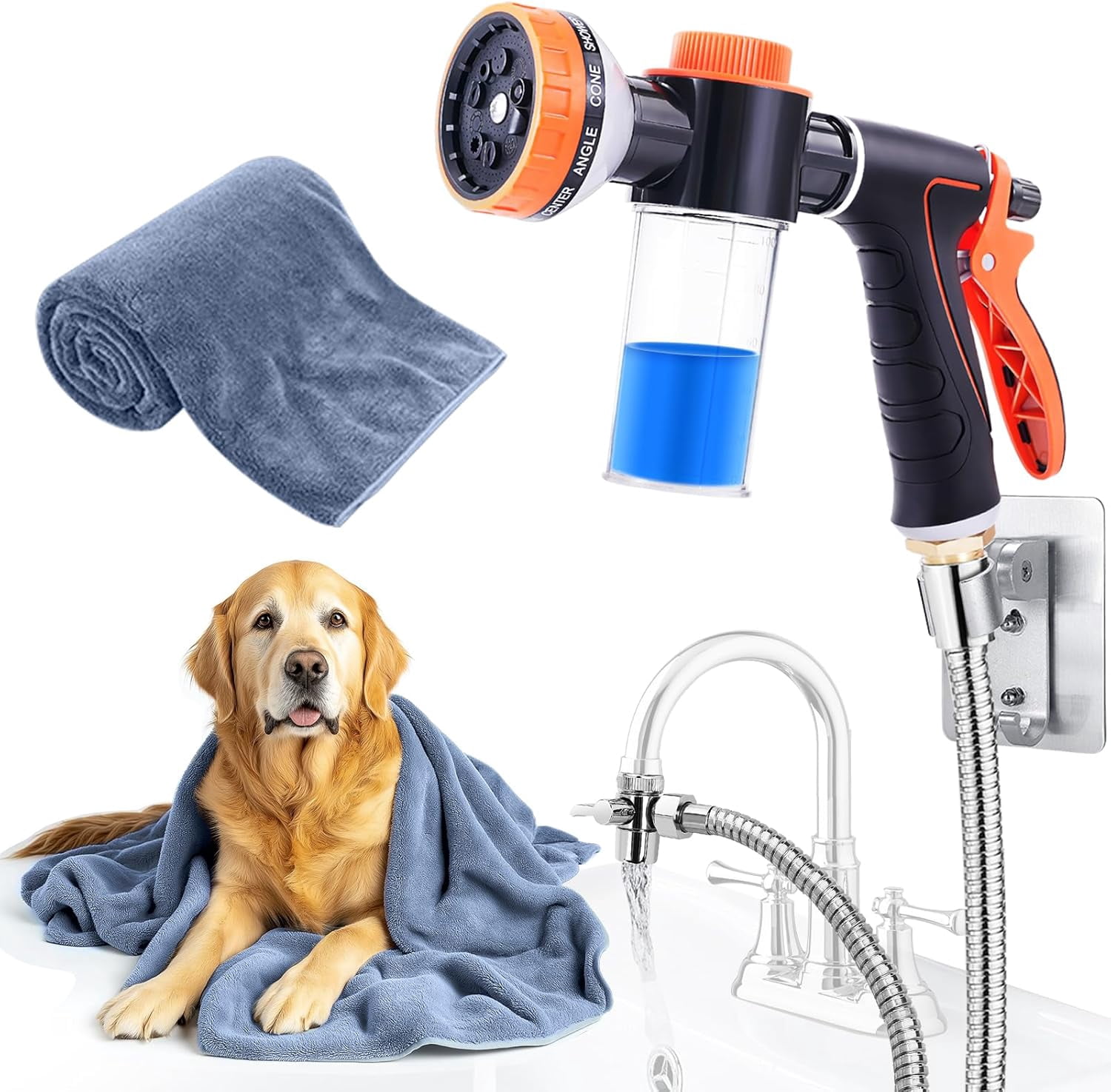 Dog Washing GANGZI Attachment with Dog Towels for Drying Dogs Large ...