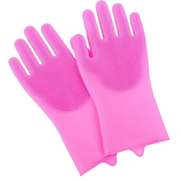 HODESunPure Dog Washing Gloves for Bathing, Massaging & Grooming Reusable Dog Grooming Glove with Bristle Scrubbers, Pink