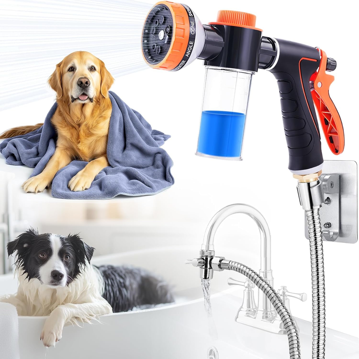 Dog Washing Hose Attachment with Dog Towels for Drying Dogs Large ...