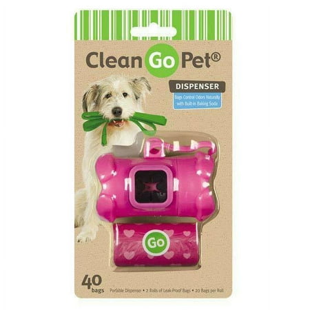 Dog Waste Bag Holders Clip On Bone Shaped Dispenser Choose Color & Pattern 40ct (Pink - Hearts)