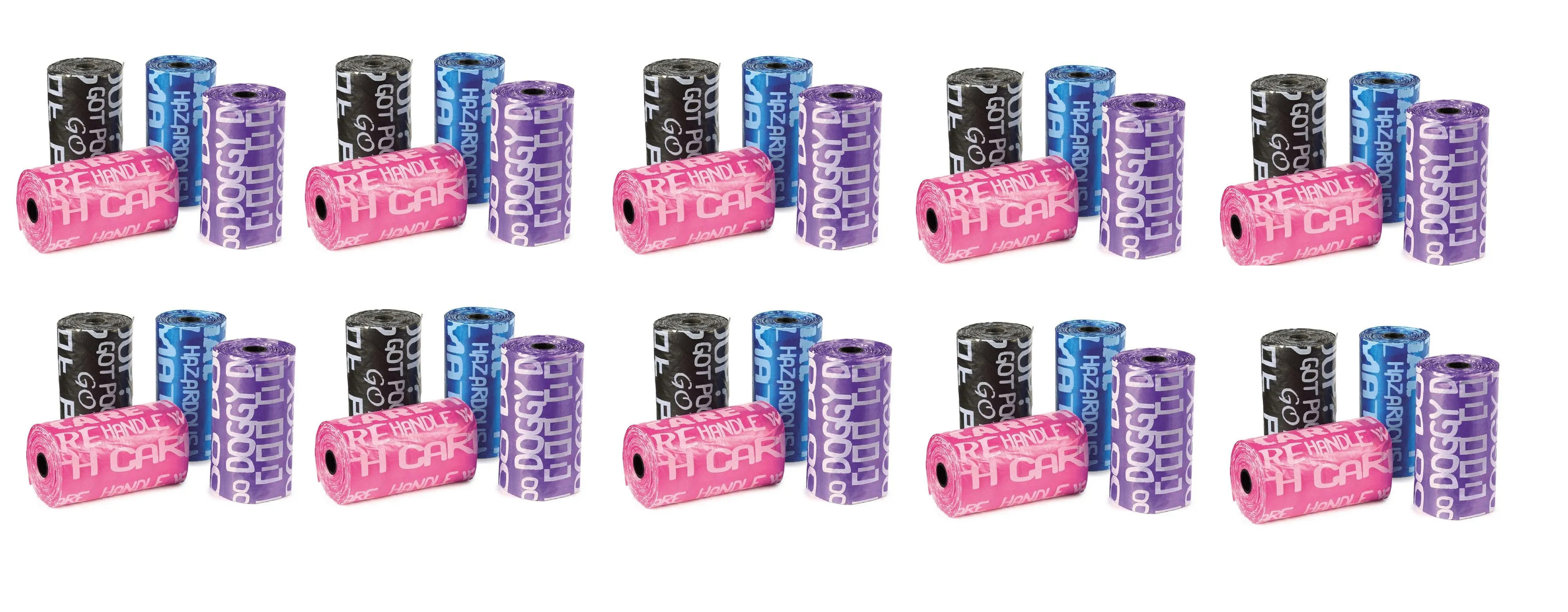 Dog Waste Fun Graffiti Print Rolls Poop Bag Cleanup Bulk Packs Choose Quantity (40 Rolls - 800 Bags)