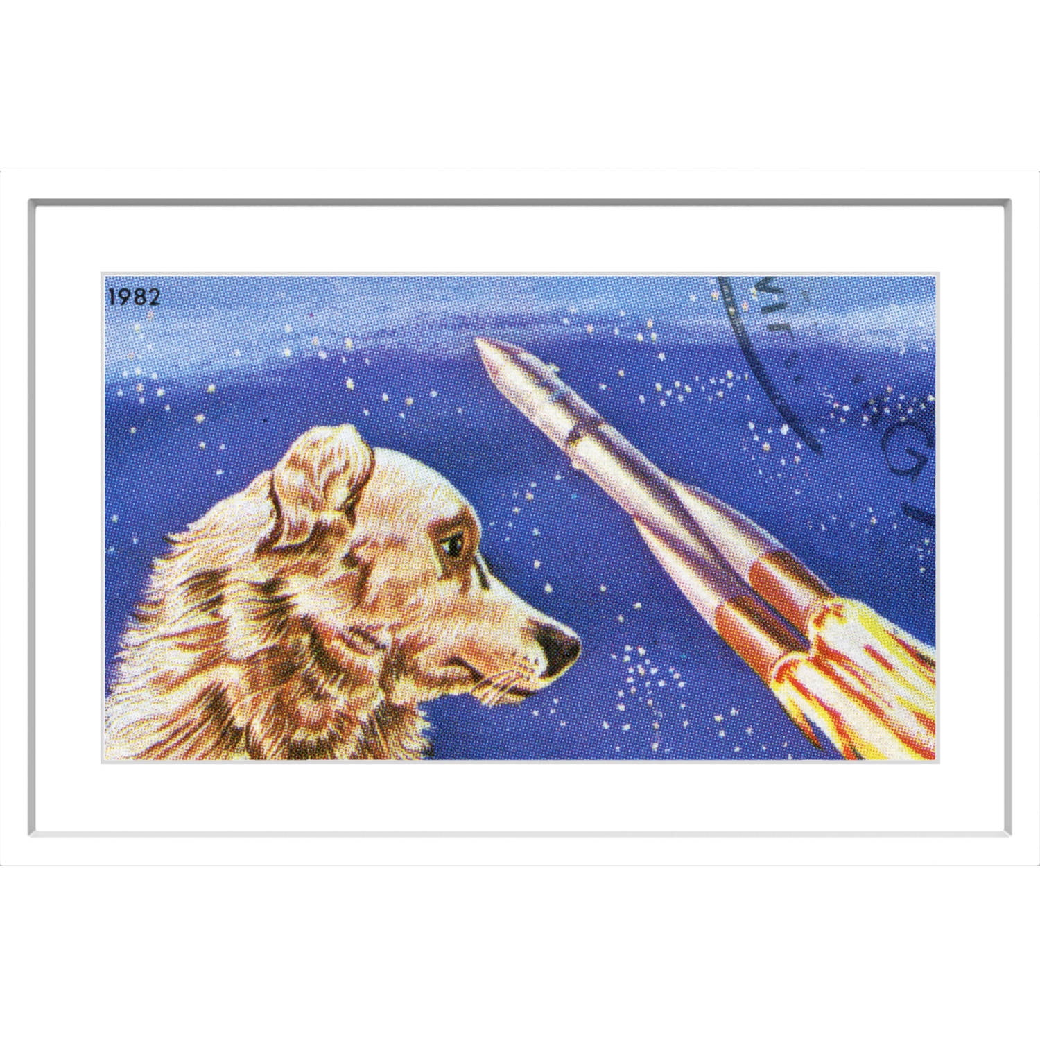 "Dog Watches Takeoff" Framed Painting Print