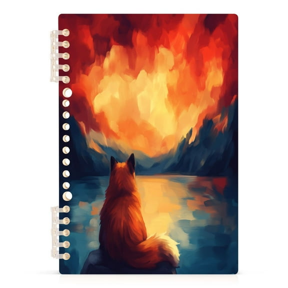 Dog Watching A Sunset A5 8.3x5.7in PP Notebook, Adjustable Rings, 60 Sheets, Diary or Journey Note