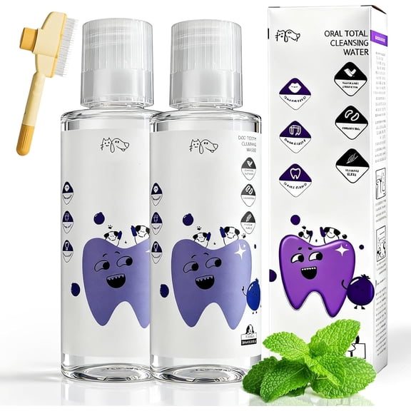 Dog Water Additive for Dental Care, Water Additive for Dogs Teeth, Keep Pet Breath Fresh and Teeth Clean, Odorless & Flavorless Formula to Fight Tartar, Easy Daily Use for All Pet (2*Dog)