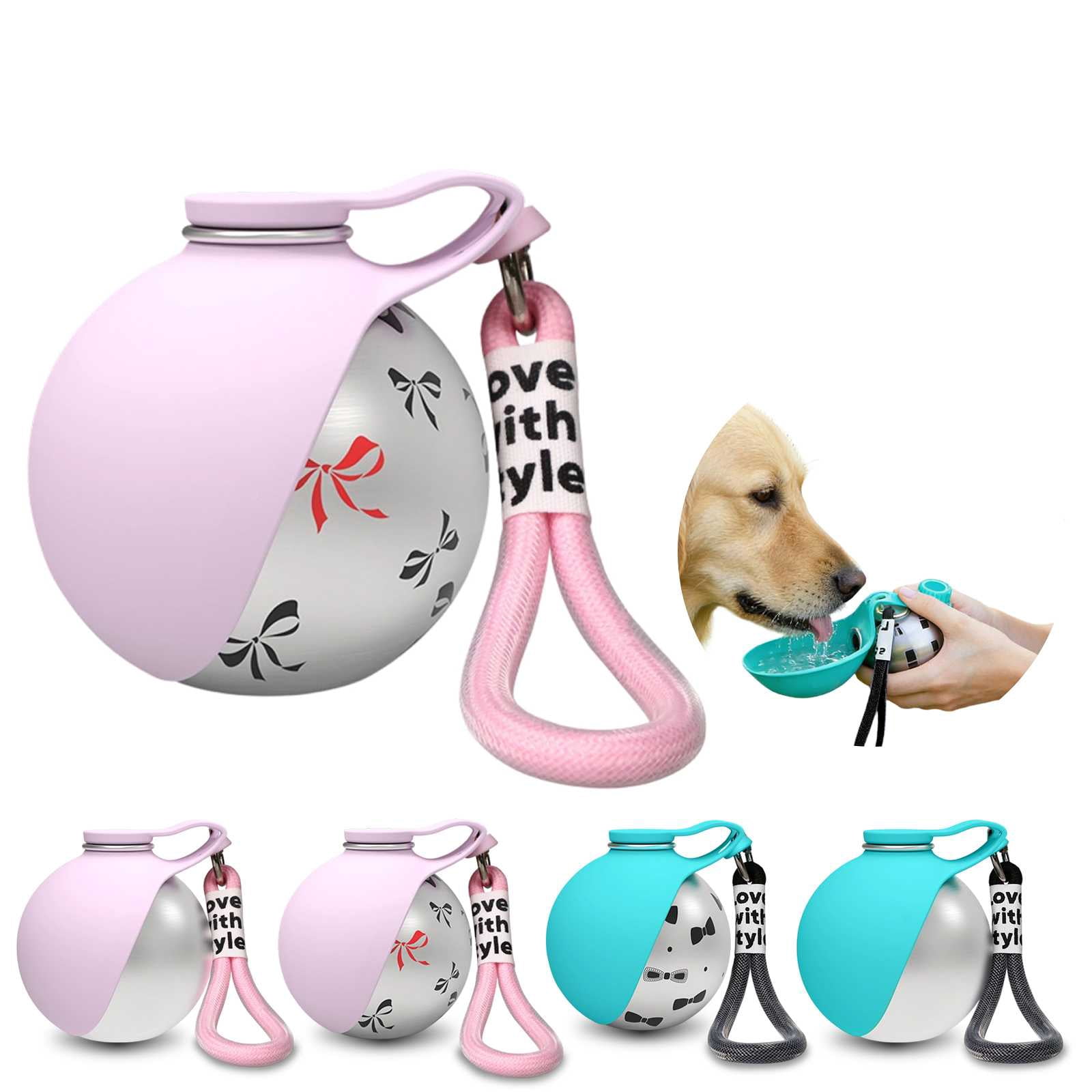 Dog Water Bottle with Bowl 2-in-1 Portable Dog Bottle Pet Travel ...