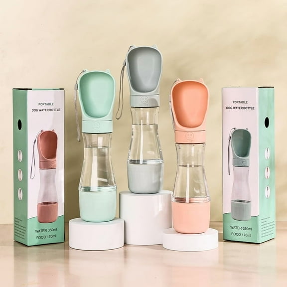 Dog Water Bottle, Leak Proof Portable Puppy Water Dispenser with Drinking Feeder for Pets Outdoor Walking, Hiking, Travel, Food Grade Plastic