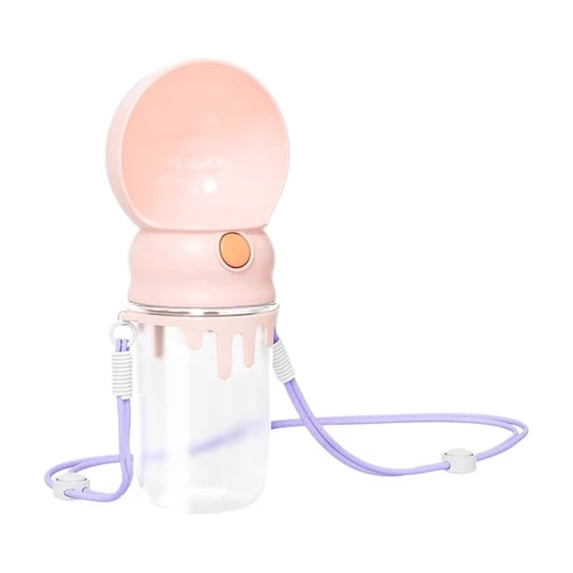 Dog Water Bottle for Walking, Portable Pet Travel Water Feeder with Carry Strap and Lanyard, Leak-Proof Outdoor Drinking Dispenser for Dogs and Cats, Green, Pink, or White, 1pc