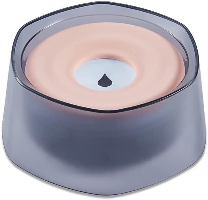 Pink Anti-Spill Pet Water Bowl with Floating Disk