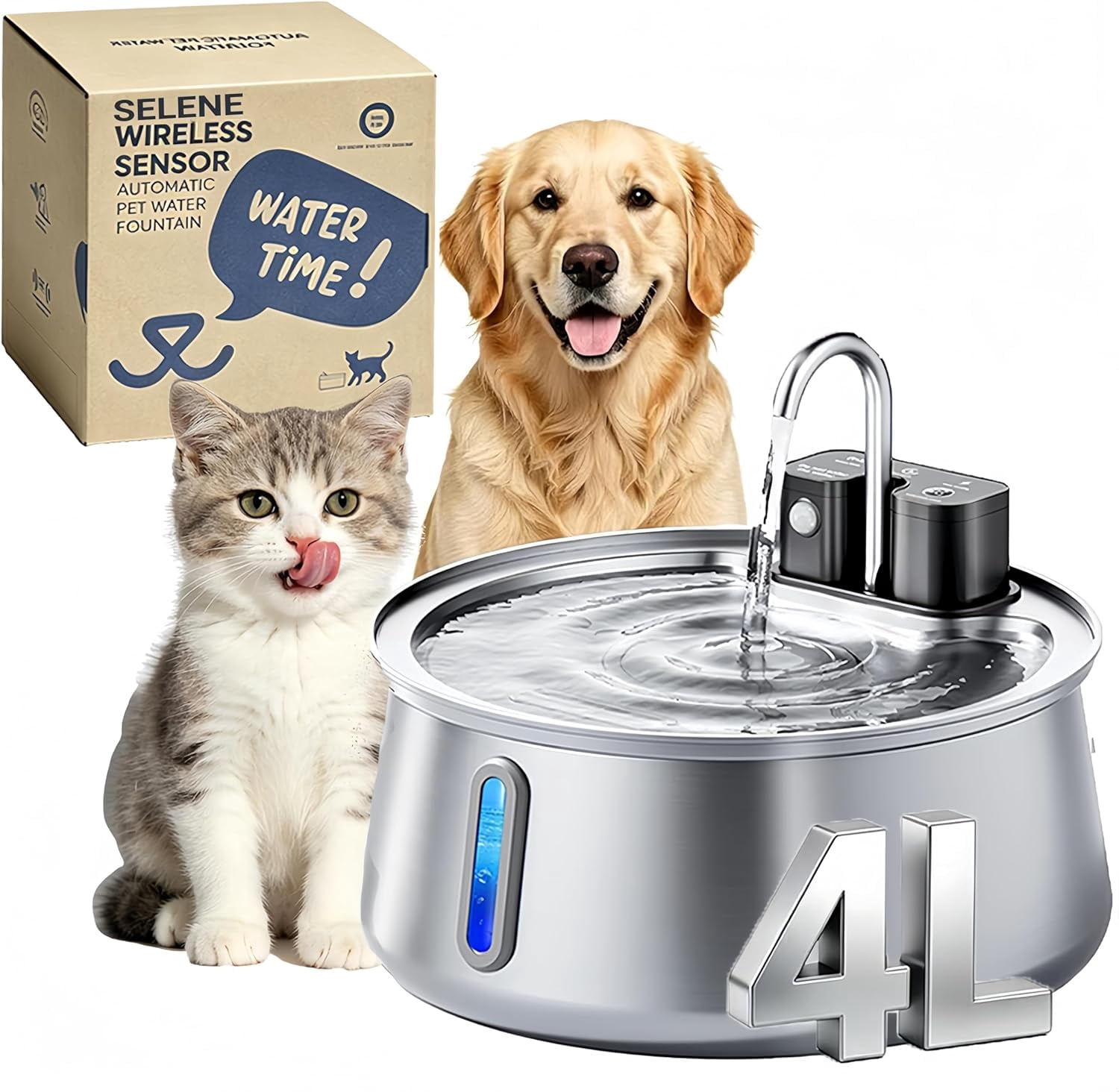 Dog Water Fountain, 140fl Oz Large Automatic Pet Water Dispenser with 4000mAh Battery, 3 Working Modes & 25dB Ultra Quiet,for Cats and Dogs