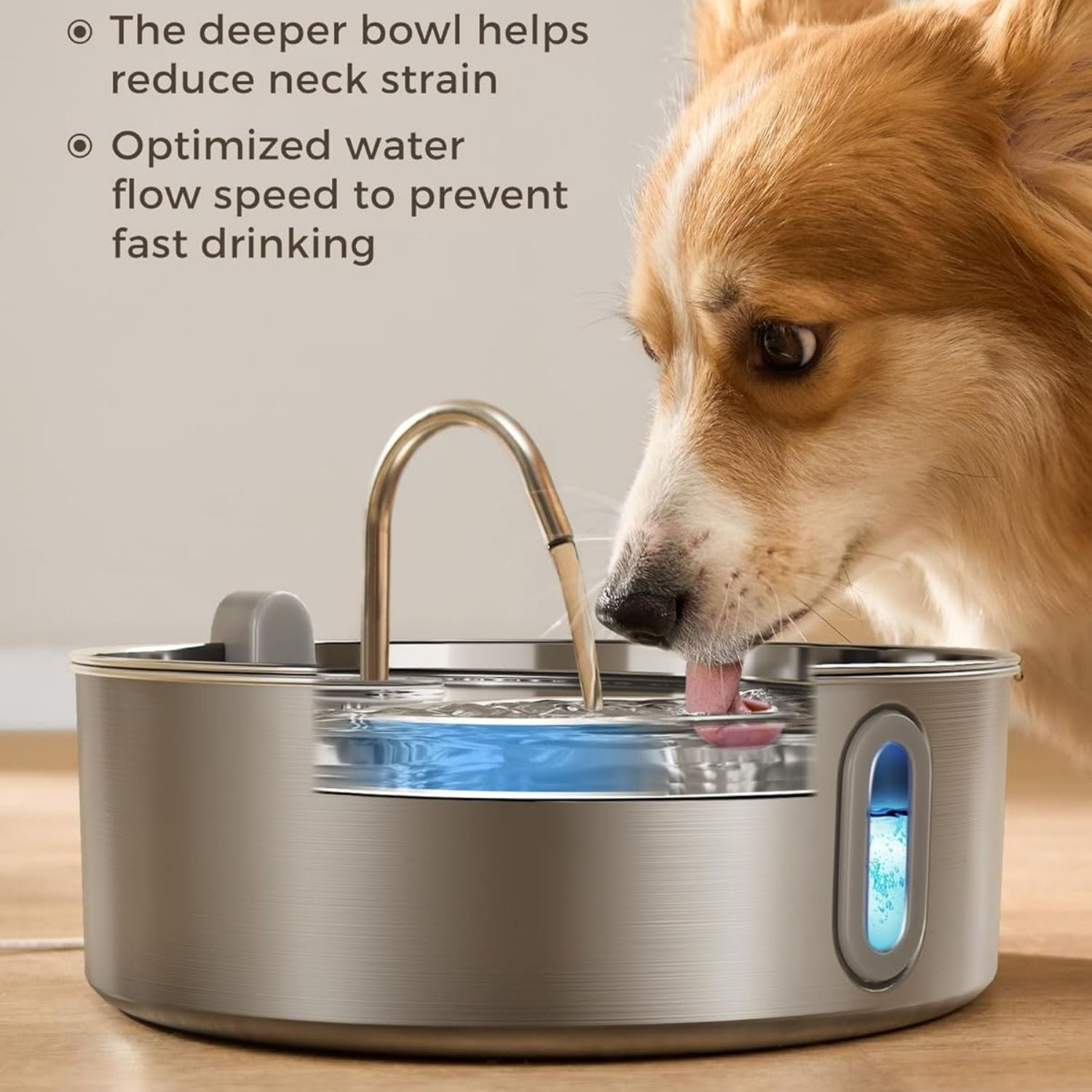Dog Water Fountain for Large Dogs 7L/236oz Stainless Steel Dog Water Bowl Dispenser Automatic Cat Water Fountain with Deeper Drinking Area, Multi-Filtration Pet Fountain with Ultra-Quiet Pump