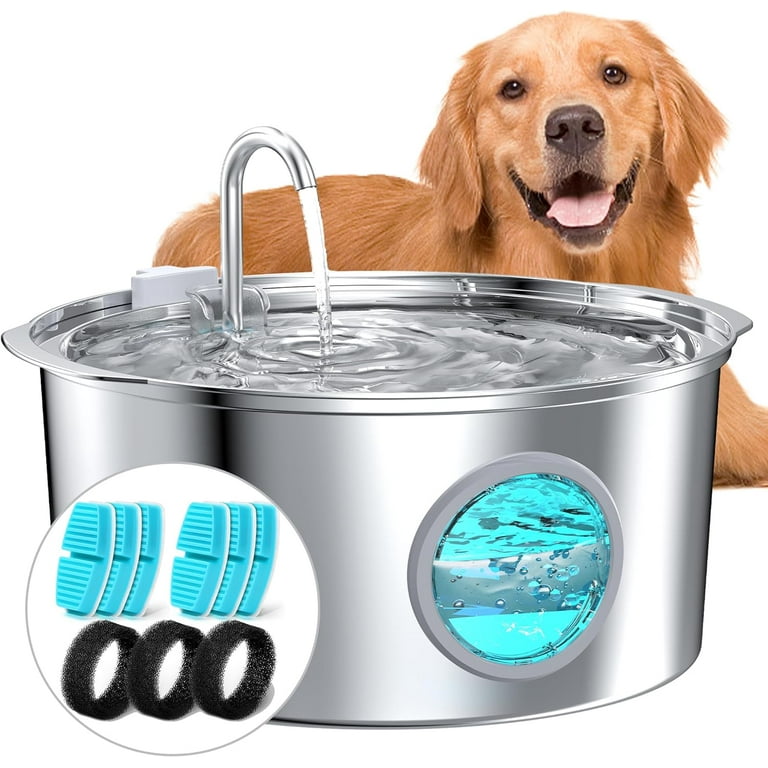 Dog Water Fountain for Large Dogs Stainless Steel Dog Fountain 1.8Gal 7L Dog Fountain Water Bowl Dog Fountain Pet Water Fountain for Dogs 6 Filters 3 Sponge Filters Walmart