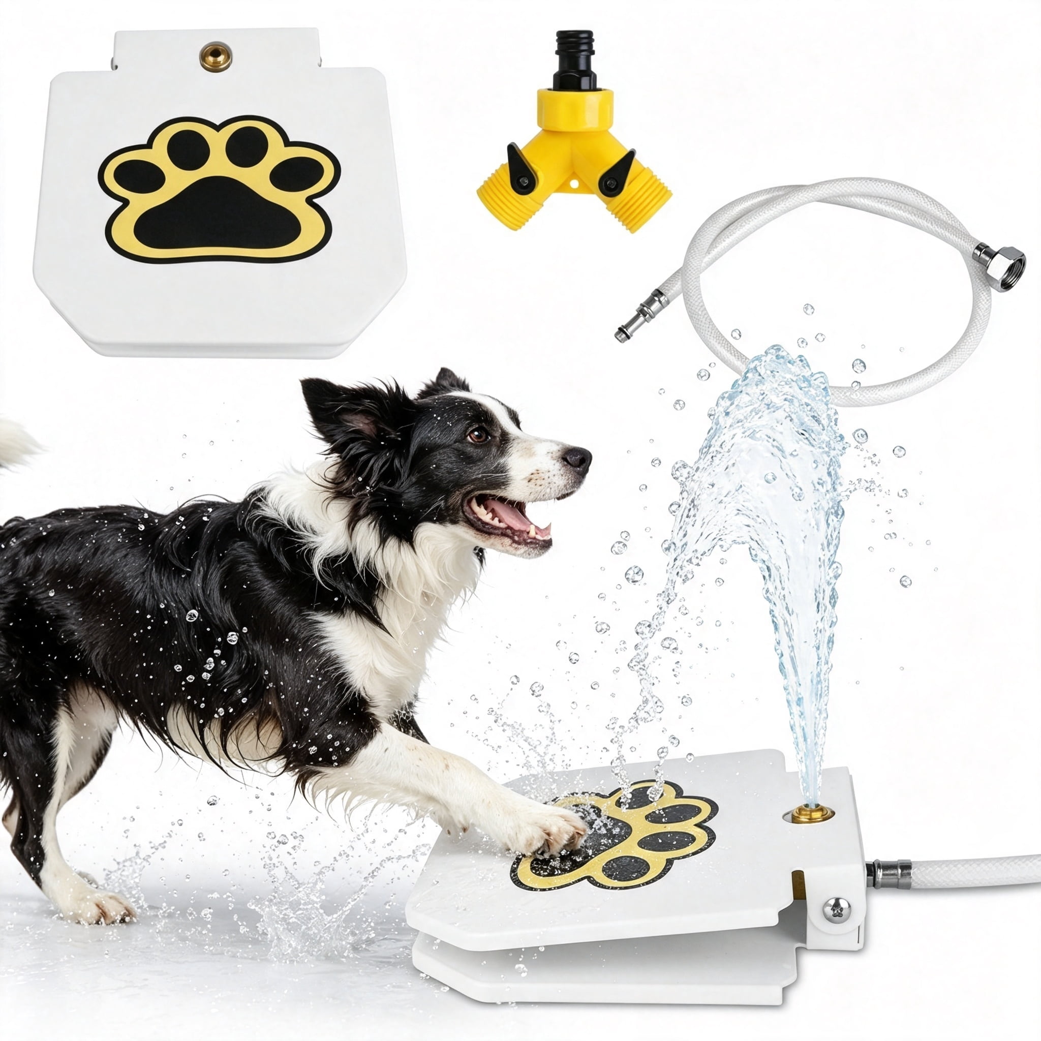 Dog Water Fountain, Outdoor No Electricity Step-On Activated Pet Sprinkler, Paw-Controlled Drinking Dispenser for Large & Small Dogs,Automatic Waterer for Yard, Garden, Lawn