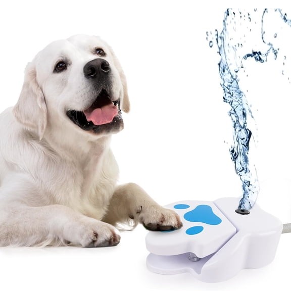 Dog Water Fountain, Step-on Activated Sprinkler, Outdoor Pet Feeder, Fresh Water Dispenser for Small Large Dogs Cats Yard Play Drinking