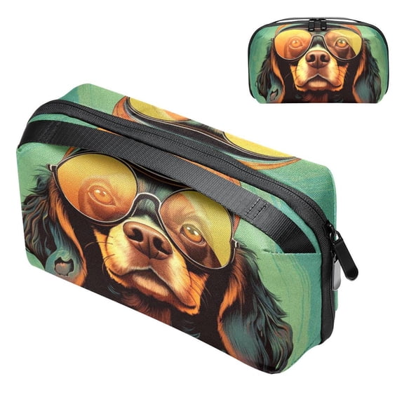 Dog Waterproof Oxford Cloth Charger Pouch USB Organizer Power Cord Box Organizer Cord and Cable Organizer Storage Pouch, 5.9x9.44x3.14 in.
