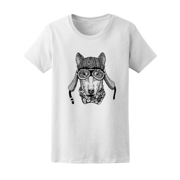 Dog Wearing Motorcycle Helmet T-Shirt Men -Image by Shutterstock, Male Medium