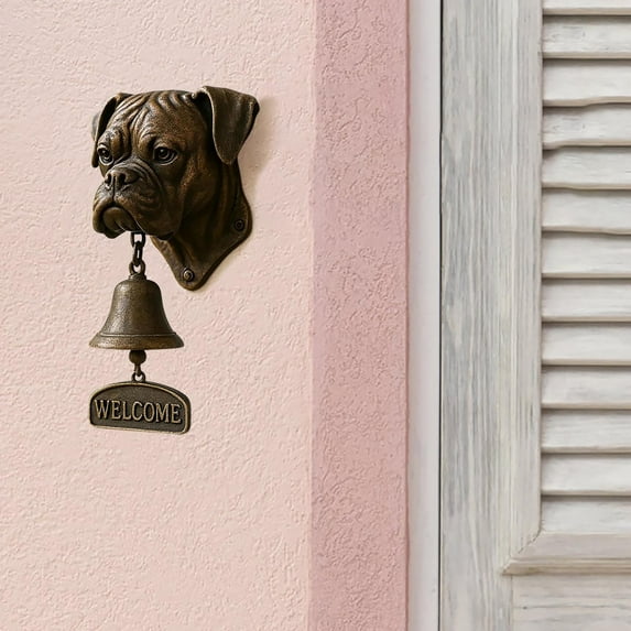 Dog Welcome Door Bell, Western Highlands White Terrier Themed Doorbell,Cast Iron Resin Vintage Westie Decorative Hanging Bell for Entryways,Yard,Garden,Outdoor Home Decor