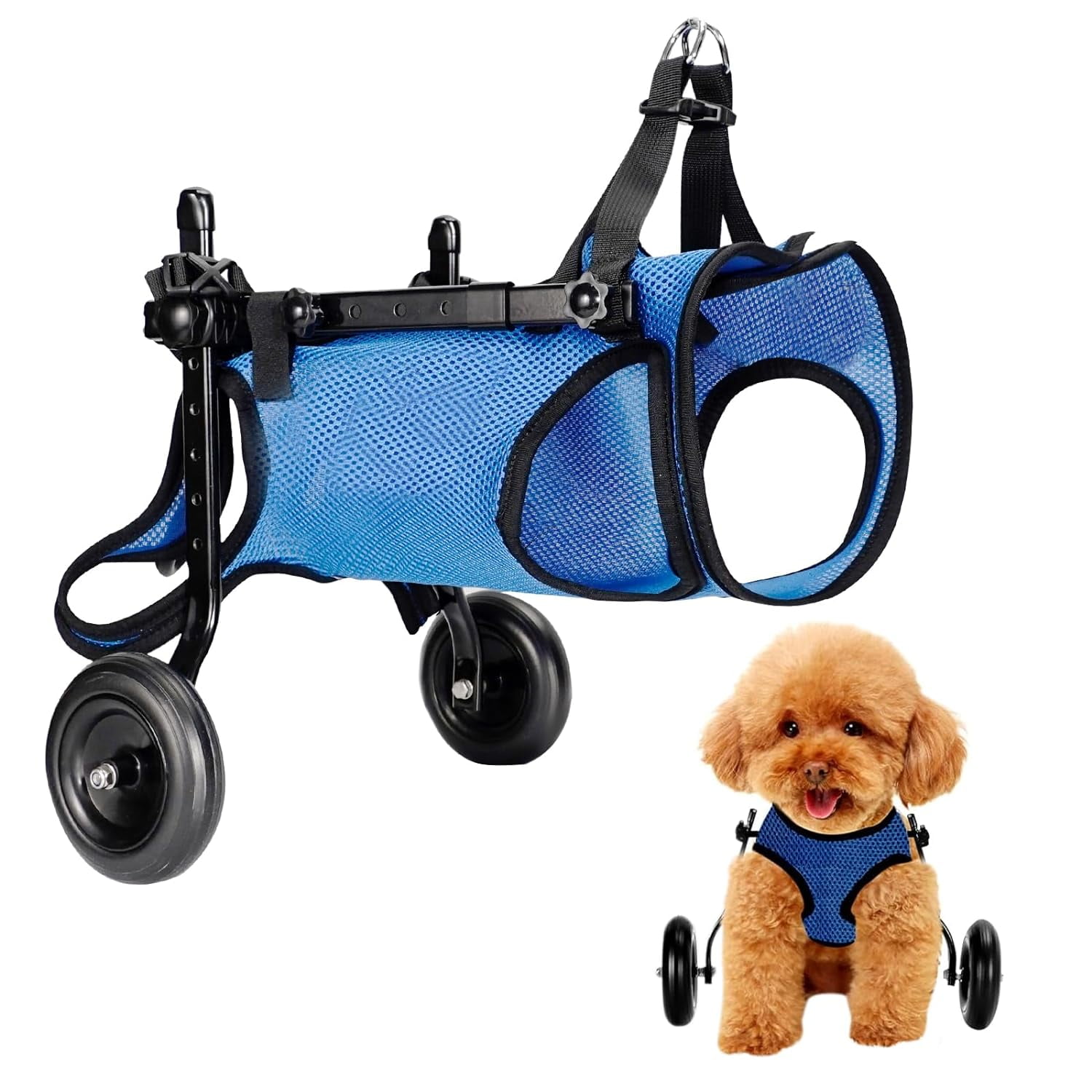 Dog Wheelchair for Back Legs Adjustable Dog Wheelchairs with 2 Wheels Pet Doggy Wheelchairs with Disabled Hind Legs Walking-Dog Leg Brace and Hip Support,Light Weight (S),Blue,Medium