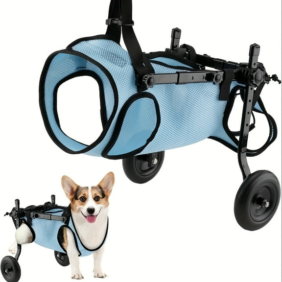 Dog Wheelchair for Hind Legs - Adjustable Mobility Cart w/ Quick-Release - For Small Dogs/Cats/Rabbits - Indoor/Outdoor Use (Reflective Strips)