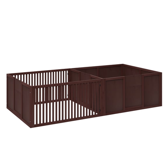 Dog Whelping Box for Large Breeds, Puppy Playpen with Doors, Indoor Whelping Pen, Newborn Puppy Supplies, 81x39x20, Coffee Brown