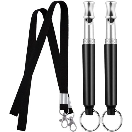 Dog Whistle, 2 Pack Professional Ultrasonic Dog Whistle to Stop Barking, Recall Training, Adjustable Ultrasonic Silent Dog Whistle Training to Stop Barking Control Devices for Dog,with Black Lanyard