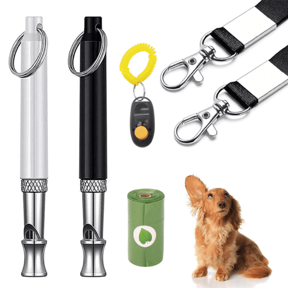 Dog Whistle, Dog Whistle to Stop Barking Neighbors Dog, Adjustable Ultrasonic Silent Dog Whistle, Professional Recall Dog Training Whistles, with Lanyard (Black and White)