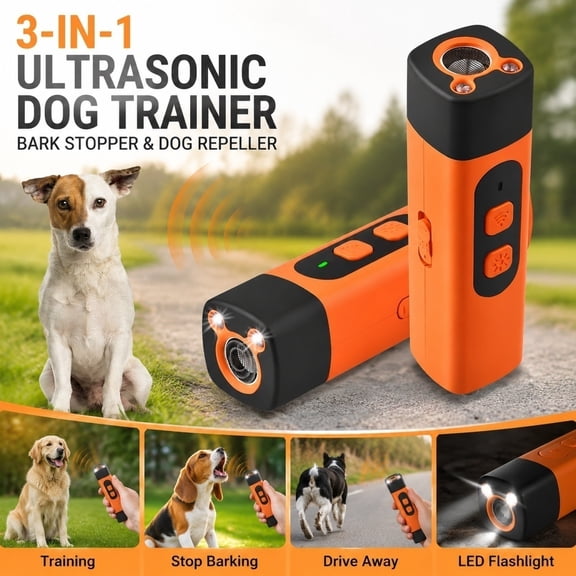Dog Whistle to Stop Barking Pet Gentle Trainer Ultrasonic for Dogs Barking Device Convertible Ultrasonic Bark Control Device with LED Flashlight - Ideal for Indoor & Outdoor