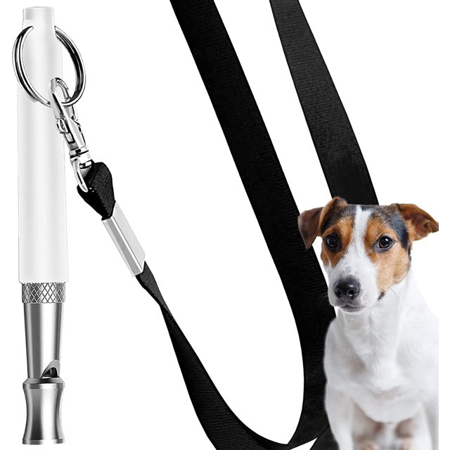 Dog Whistle with Free Lanyard, Adjustable Frequencies Ultrasonic Stainless Steel, Effective Way
