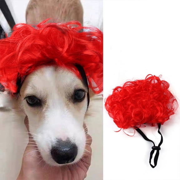 Dog Wig Pet Costume Hair Wig, Funny Dog Cosplay Wig for Parties Halloween Festivals, Adjustable Pet Hair Accessories for Medium Large Dogs, Photo Props Pet Dress Up Wig