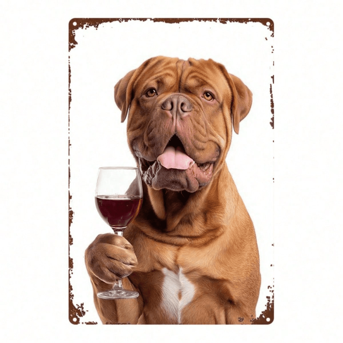 Dog Wine Glass Metal Sign