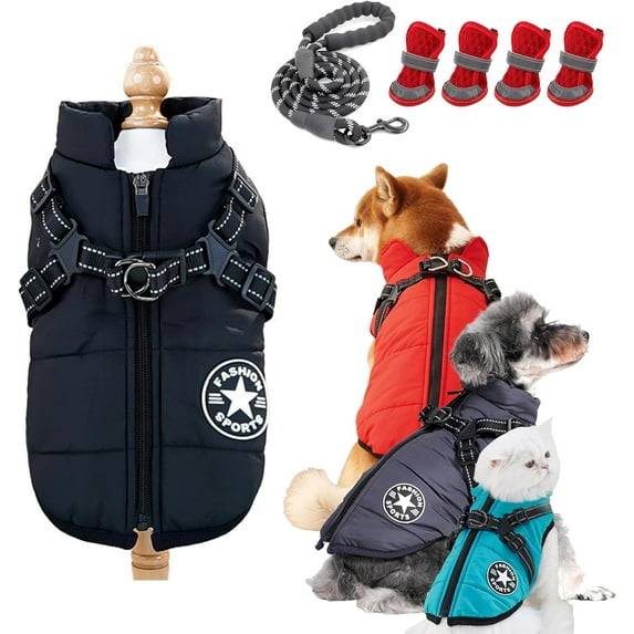 Dog Winter Coat, 2026 New Waterproof 3 in 1 Winter Jacket with Harness ...
