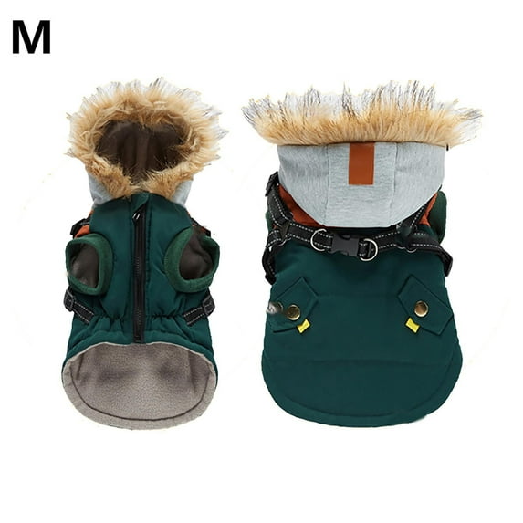 Dog Winter Coat with Harness Built In Waterproof Dog Jacket with Zipper and Fleece Lining Reflective Cold Weather Coat for Small Medium Large Dogs Windproof Snowsuit for Outdoor Use