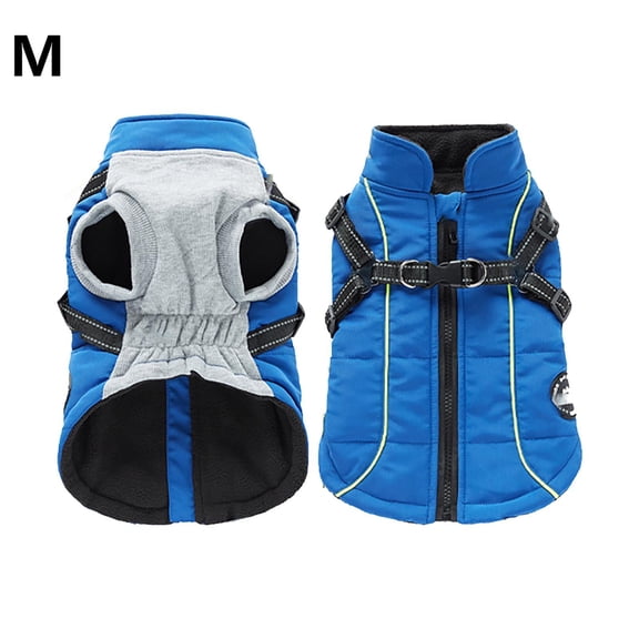 Dog Winter Coat with Harness Built In Waterproof Dog Jacket with Zipper and Lining Reflective Cold Weather Coat for Small Medium Large Dogs Windproof Snowsuit for Outdoor Use